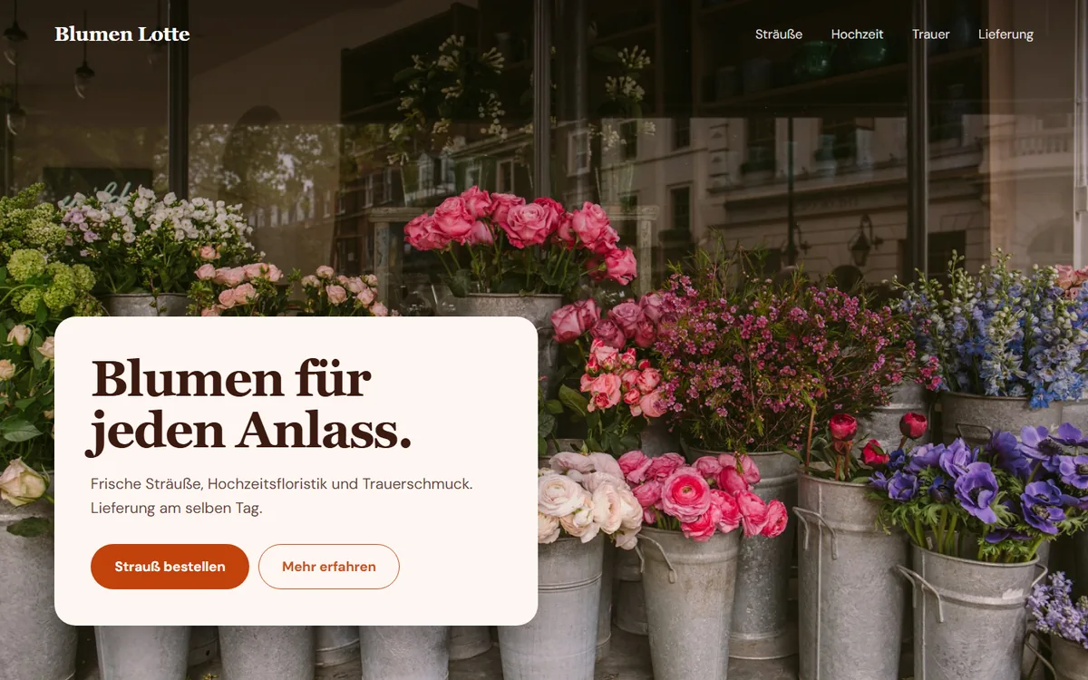 Beispiel-Design: Startseite Blumen Lotte, Floristik